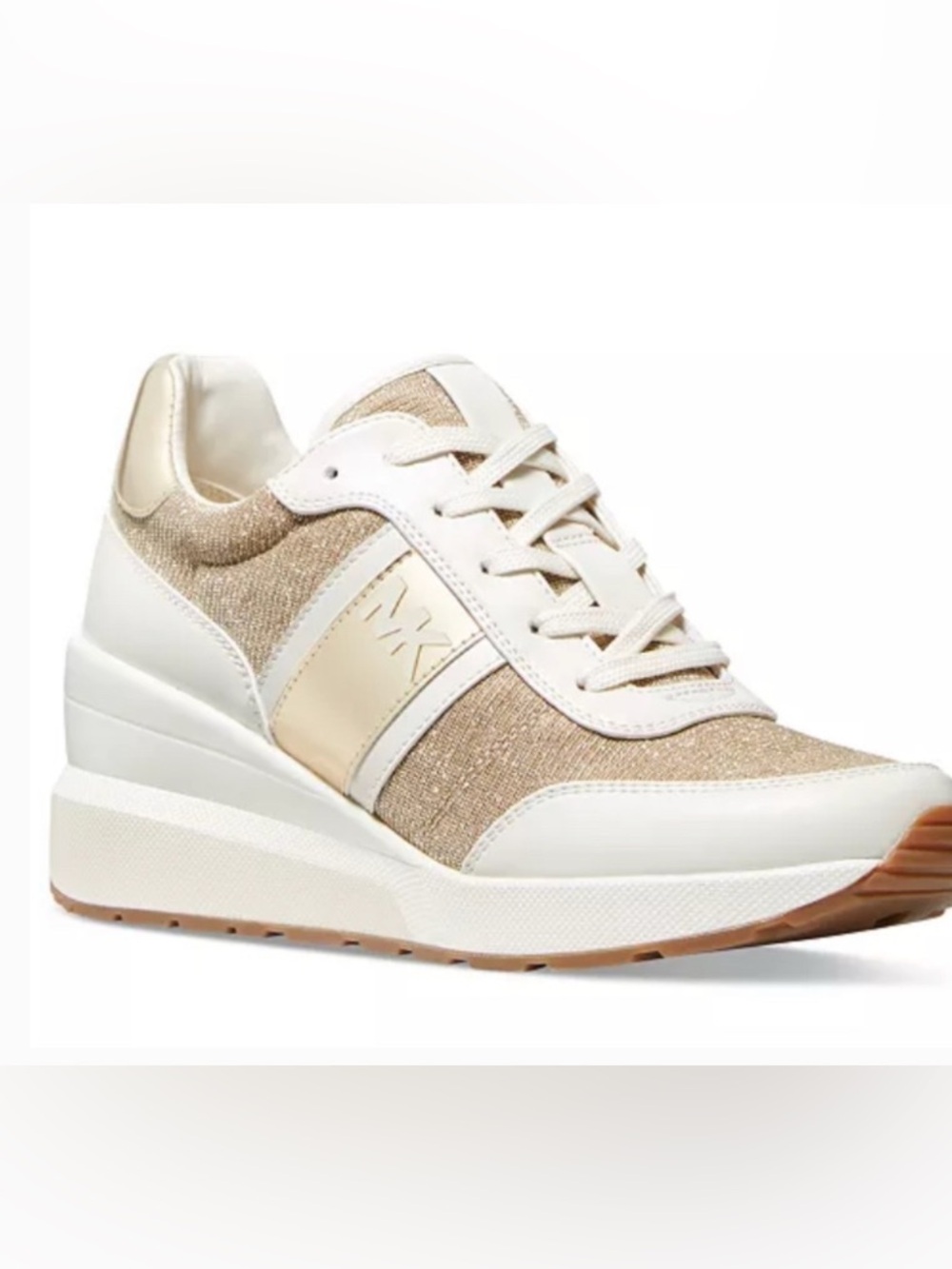 Michael Kors Cream and Gold Wedge Lace-Up Sneaker